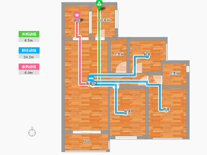 广东省-广州市-科慧花园C户型105m²-81.46-户型库-动静线