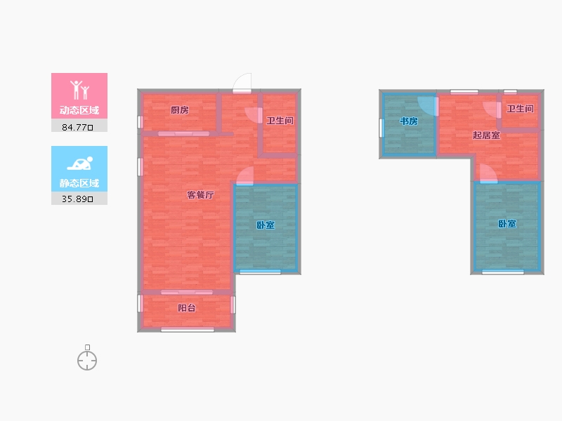 广东省-广州市-金众江悦府1栋C户型134m²-107.20-户型库-动静分区