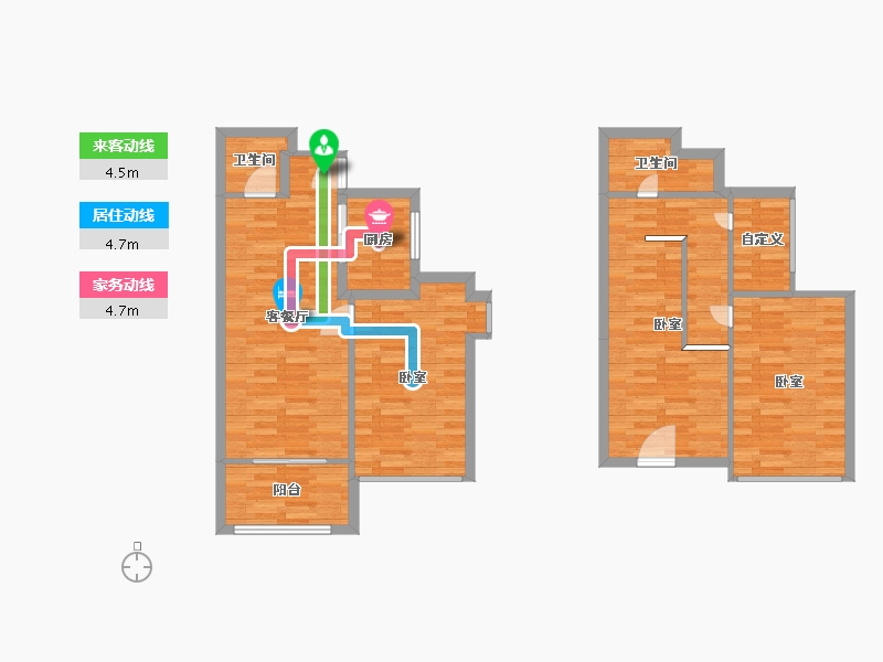 广东省-广州市-金众江悦府5栋,2栋,3栋,4栋C户型130m²-104.00-户型库-动静线