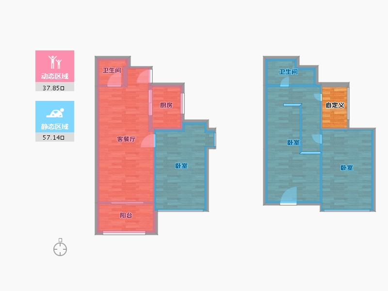 广东省-广州市-金众江悦府5栋,2栋,3栋,4栋C户型130m²-104.00-户型库-动静分区