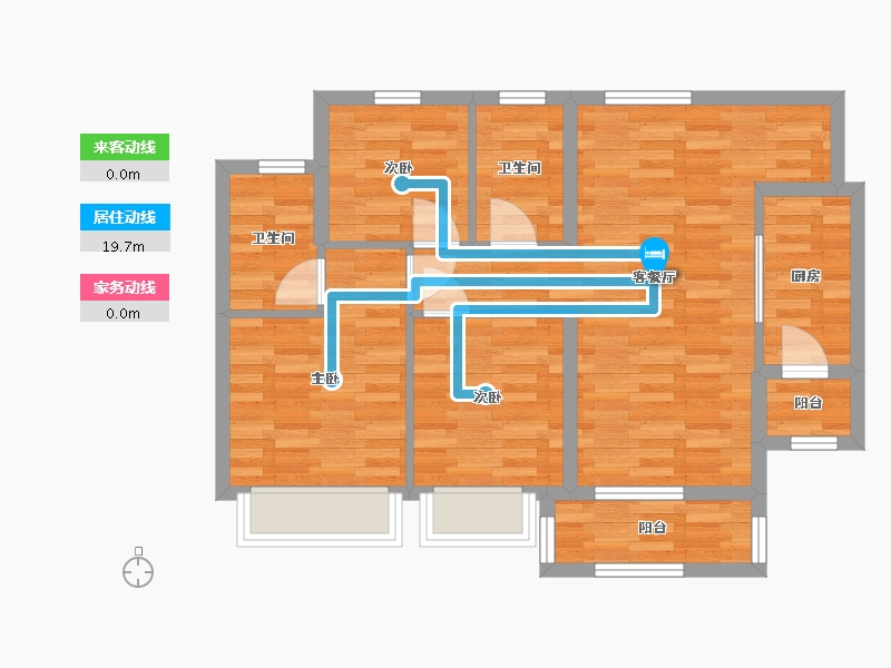 广东省-广州市-云溪四季G13栋03户型89m²-71.39-户型库-动静线