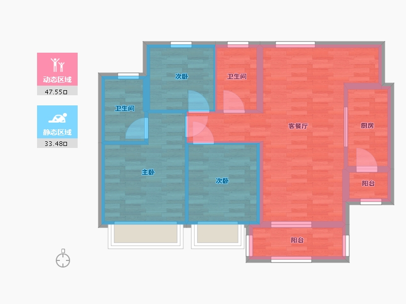 广东省-广州市-云溪四季G13栋03户型89m²-71.39-户型库-动静分区