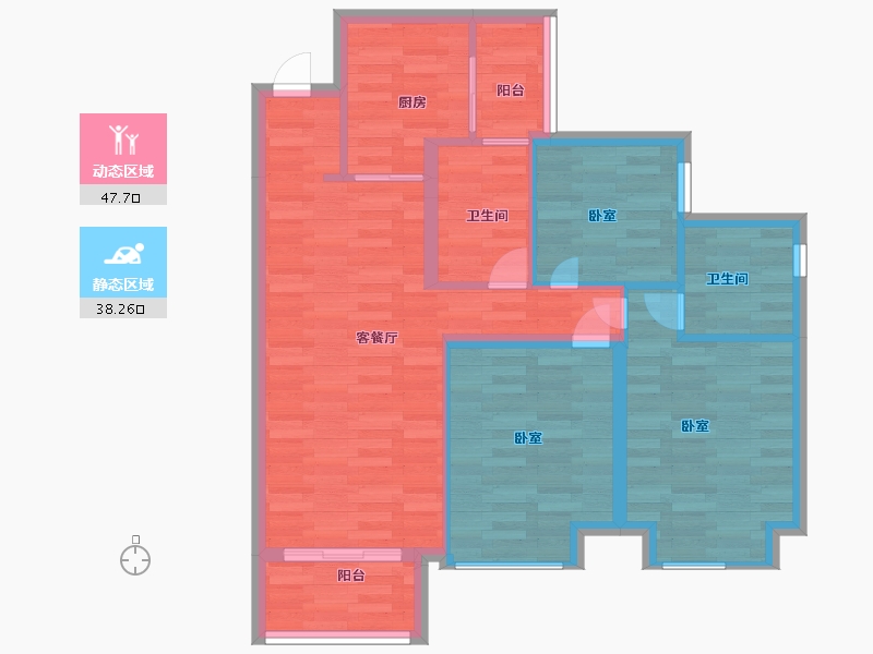 广东省-广州市-云溪四季G15栋,G7栋,G8栋96m²-76.80-户型库-动静分区