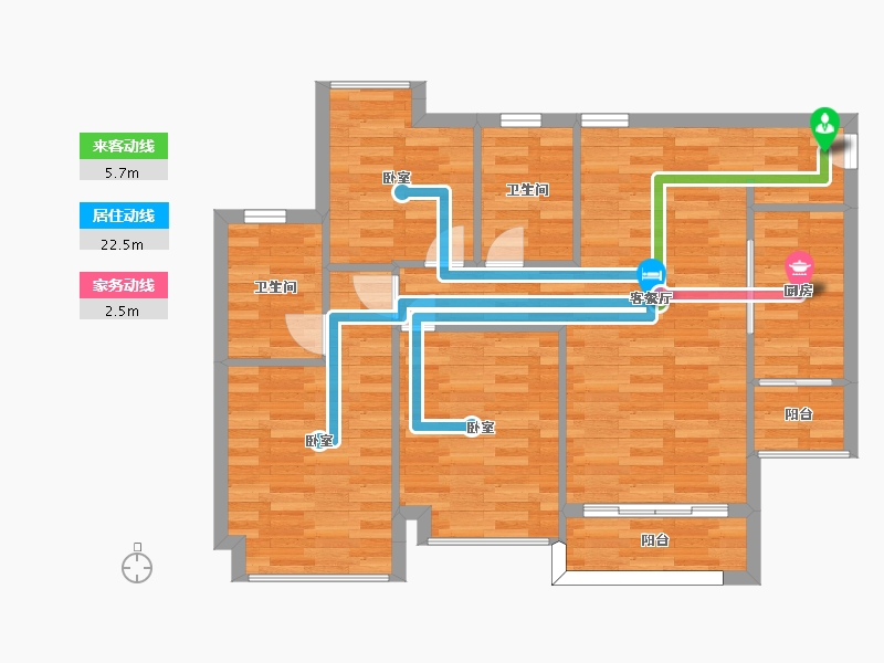 广东省-广州市-云溪四季G11栋,G12栋98m²-78.40-户型库-动静线