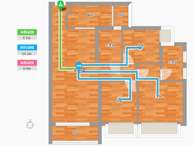 广东省-广州市-云溪四季G13栋01户型98m²-71.56-户型库-动静线