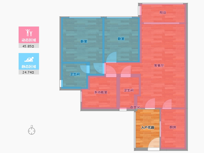 广东省-广州市-科慧花园A户型89m²-68.14-户型库-动静分区