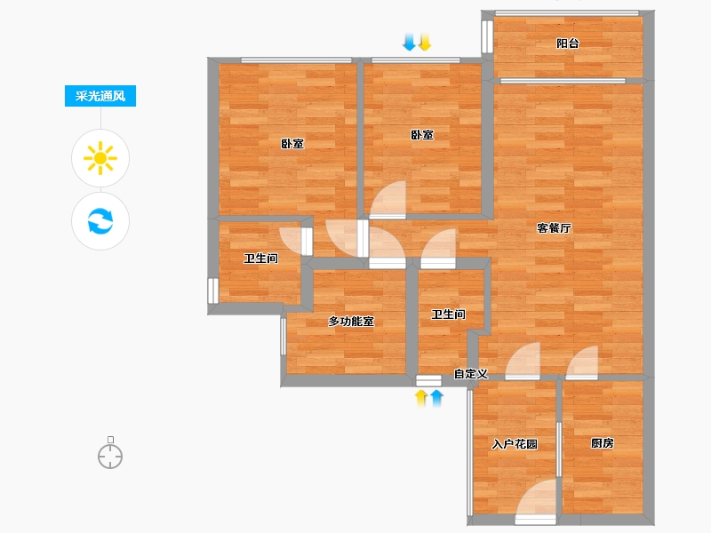 广东省-广州市-科慧花园A户型89m²-68.14-户型库-采光通风