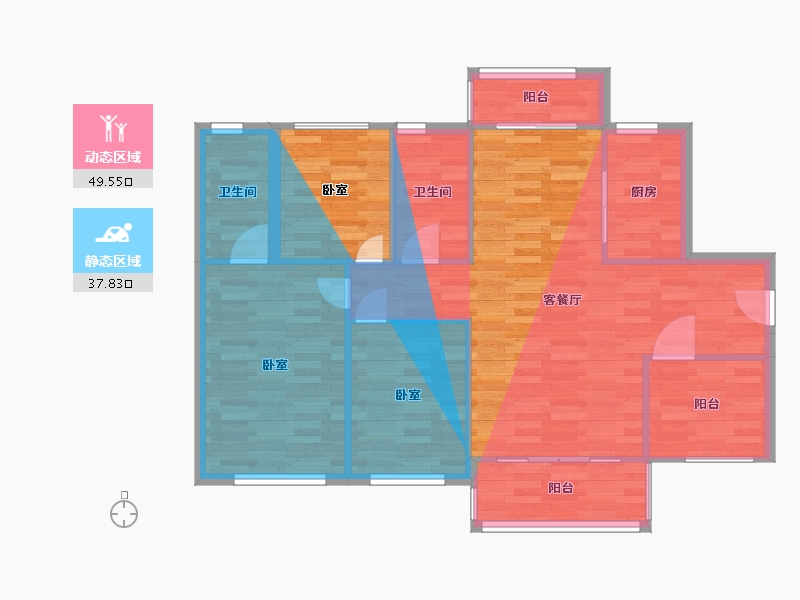 广东省-广州市-科慧花园B1户型118m²-91.33-户型库-动静分区