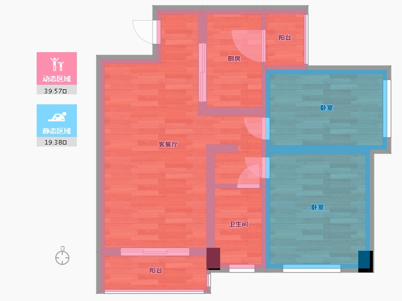 广东省-广州市-科慧花园B户型69m²-51.16-户型库-动静分区