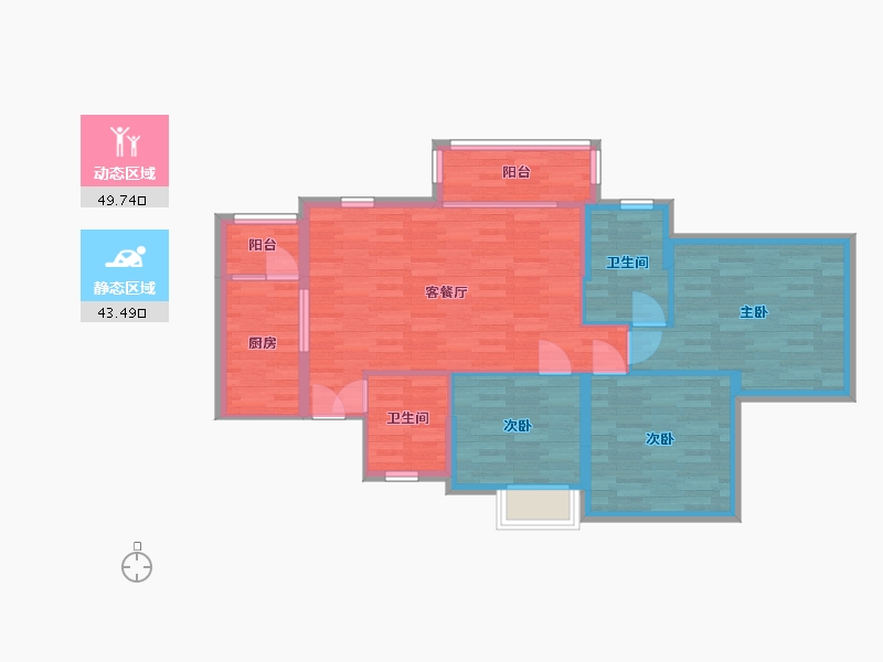 广东省-广州市-石滩第一城3栋06户型103m²-83.23-户型库-动静分区