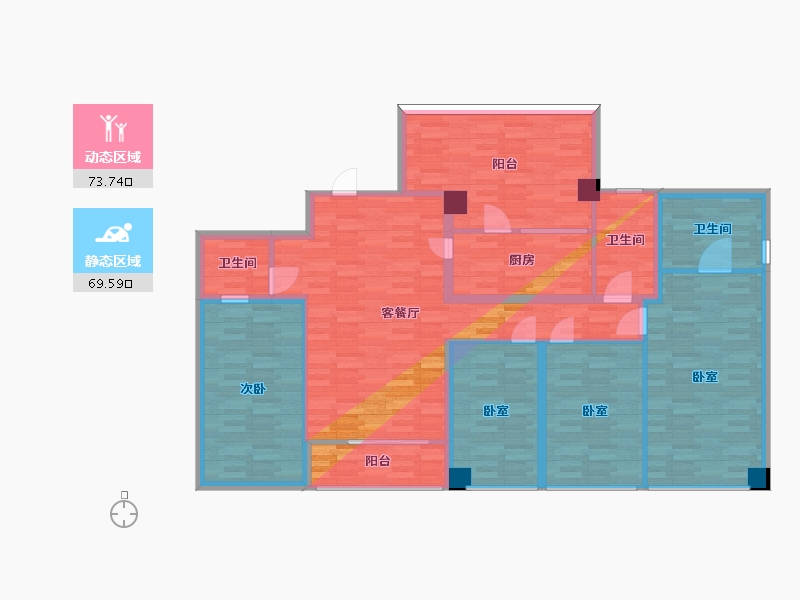 广东省-广州市-碧桂园中心E户型142m²-135.02-户型库-动静分区