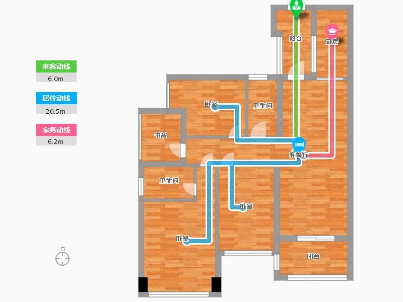 广东省-广州市-香江天赋16栋02户型101m²-80.81-户型库-动静线