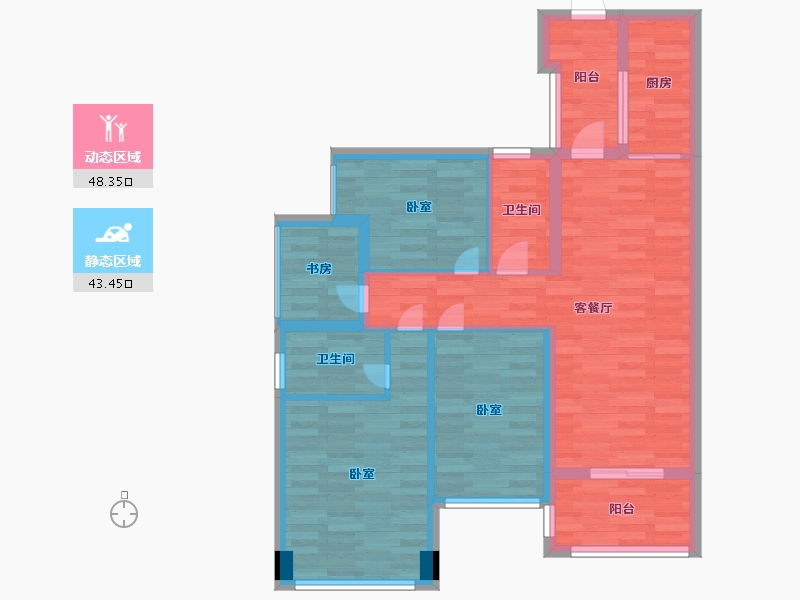 广东省-广州市-香江天赋16栋02户型101m²-80.81-户型库-动静分区