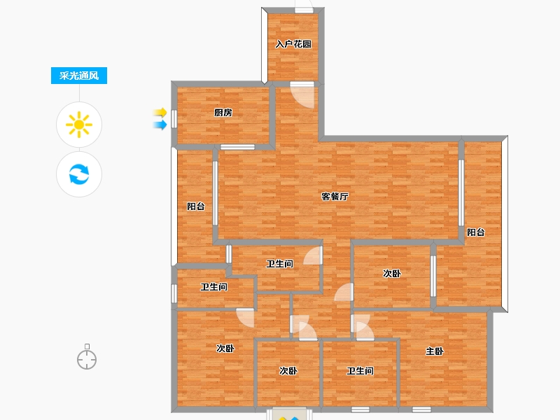 广东省-广州市-香江天赋204m²-169.80-户型库-采光通风