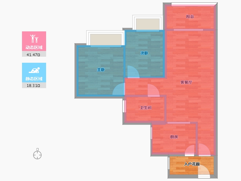 广东省-广州市-时代倾城（中新）1栋,16栋,15栋A户型75㎡-56.73-户型库-动静分区