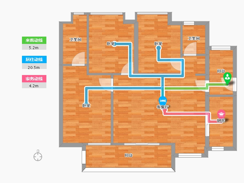 广东省-广州市-时代倾城（中新）C户型103m²-84.28-户型库-动静线