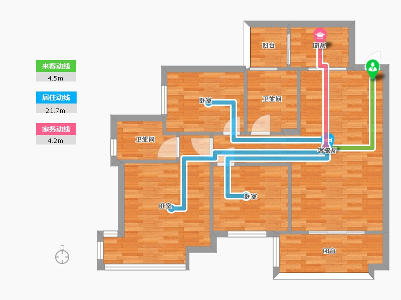 广东省-广州市-石滩第一城3栋02户型99m²-79.27-户型库-动静线