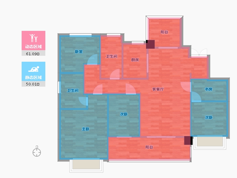 广东省-广州市-方圆御府17号楼02户型137m²-100.40-户型库-动静分区