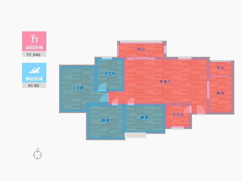 广东省-广州市-石滩第一城3栋03户型103m²-85.92-户型库-动静分区