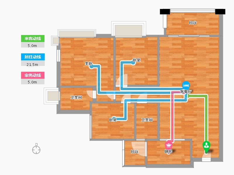 广东省-广州市-石滩第一城3栋04户型120m²-79.56-户型库-动静线