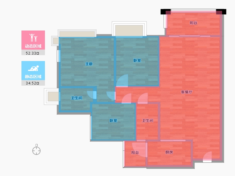 广东省-广州市-石滩第一城3栋04户型120m²-79.56-户型库-动静分区