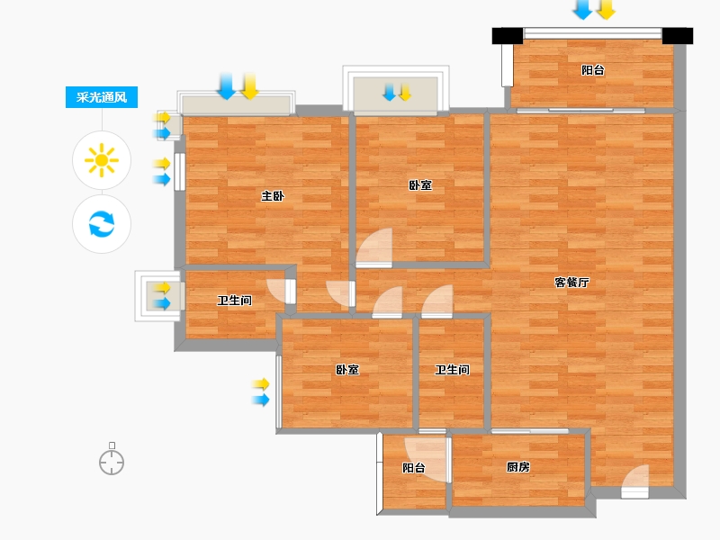 广东省-广州市-石滩第一城3栋04户型120m²-79.56-户型库-采光通风