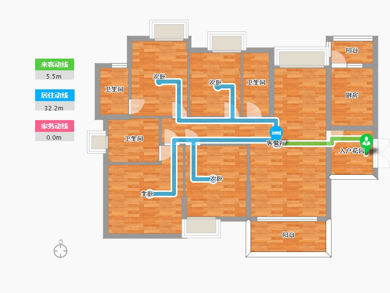 广东省-广州市-石滩第一城1栋01户型138m²-112.84-户型库-动静线