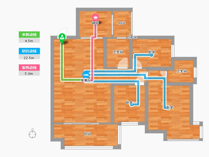 广东省-广州市-石滩第一城3栋01户型99m²-79.20-户型库-动静线