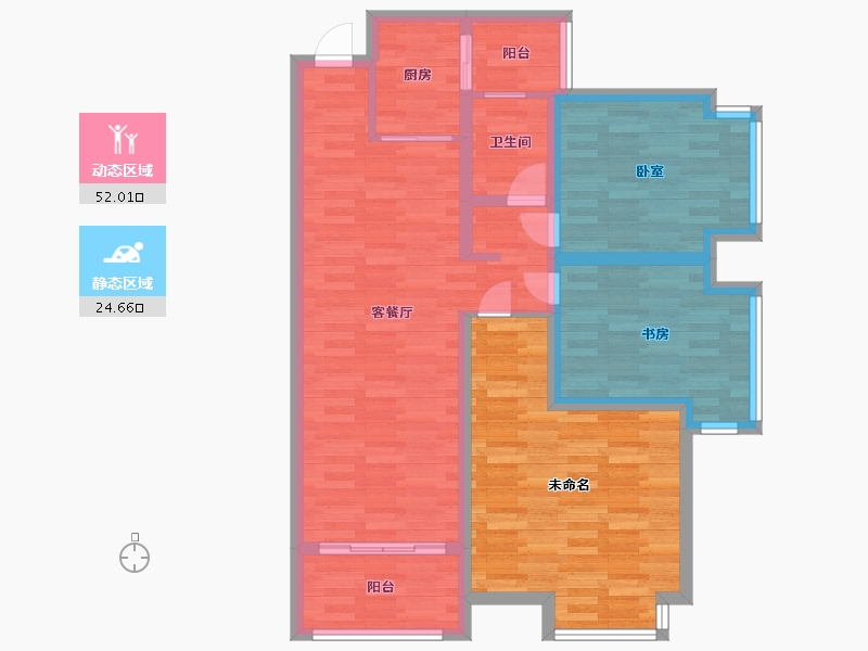 广东省-广州市-源海仙村一号14-15栋02户型110m²-88.00-户型库-动静分区