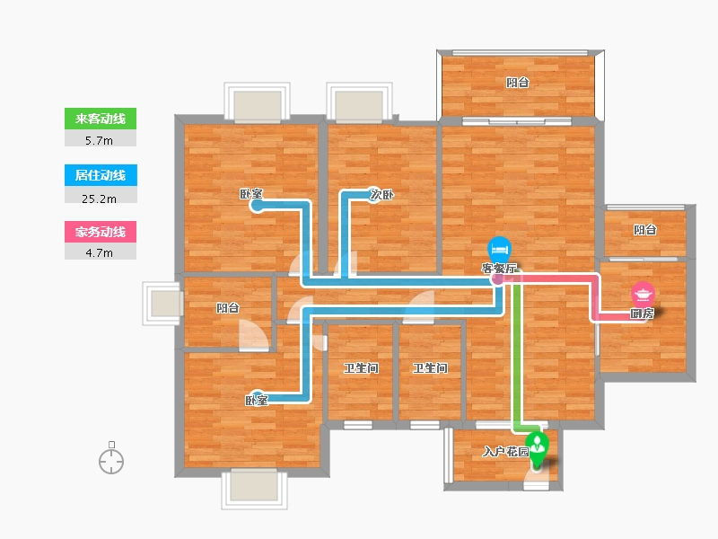 广东省-广州市-源海仙村一号11栋01户型122m²-102.84-户型库-动静线