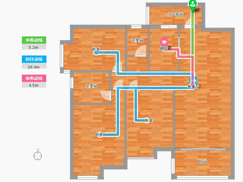 广东省-广州市-源海仙村一号11栋04户型129m²-108.99-户型库-动静线