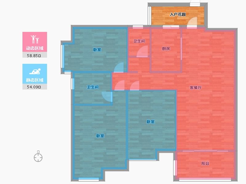 广东省-广州市-源海仙村一号11栋04户型129m²-108.99-户型库-动静分区