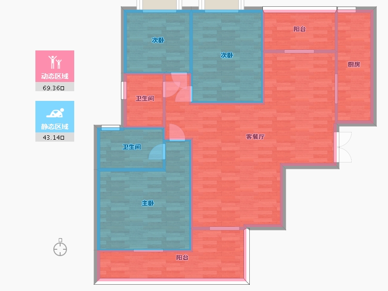 广东省-广州市-增城一品山湖J2栋04户型128m²-102.40-户型库-动静分区