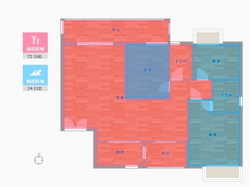 广东省-广州市-增城一品山湖F2栋01户型01户型109m²-87.20-户型库-动静分区