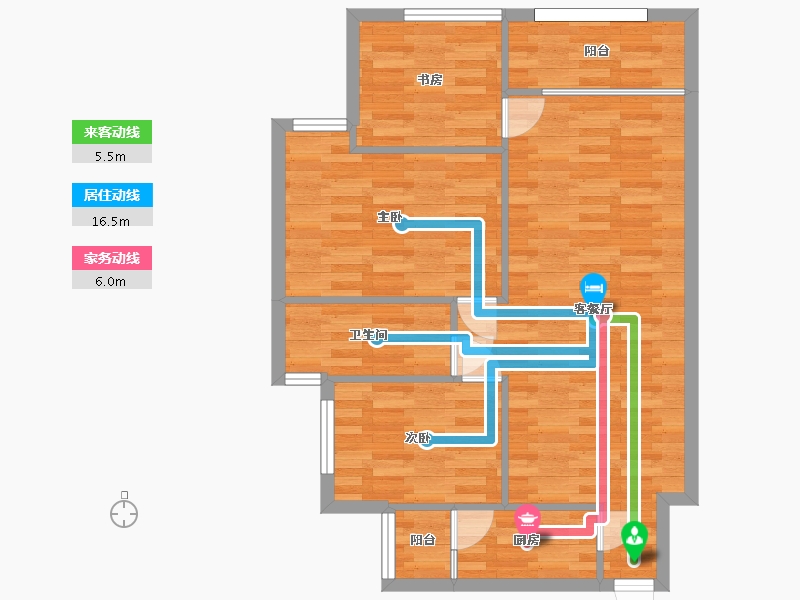 广东省-广州市-增城一品山湖E栋03户型92m²-73.60-户型库-动静线