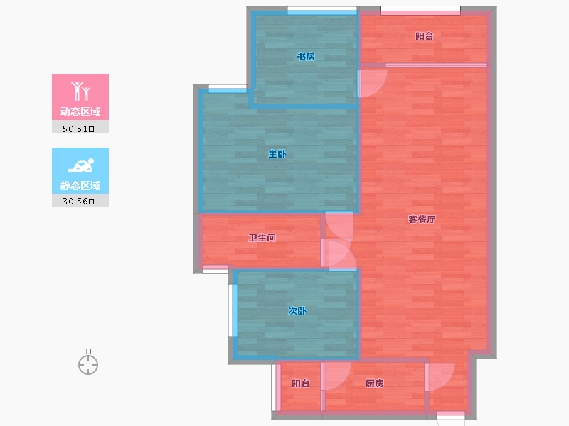 广东省-广州市-增城一品山湖E栋03户型92m²-73.60-户型库-动静分区