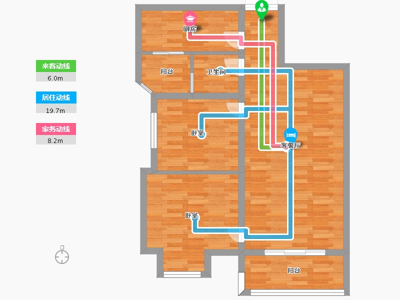 广东省-广州市-增城一品山湖02&03户型87m²-69.52-户型库-动静线