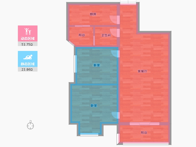 广东省-广州市-增城一品山湖02&03户型87m²-69.52-户型库-动静分区