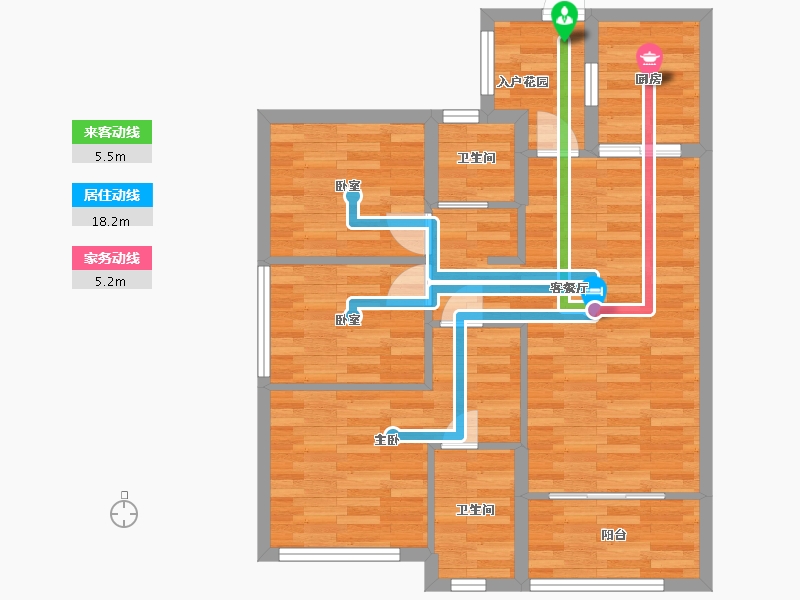 广东省-广州市-广州增城万科城B5栋,B6栋A户型86m²-70.06-户型库-动静线