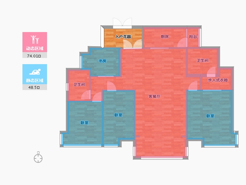 广东省-广州市-翡翠绿洲泊郡146m²-117.12-户型库-动静分区