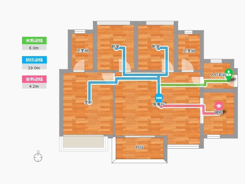 广东省-广州市-广州增城万科城90m²-72.26-户型库-动静线