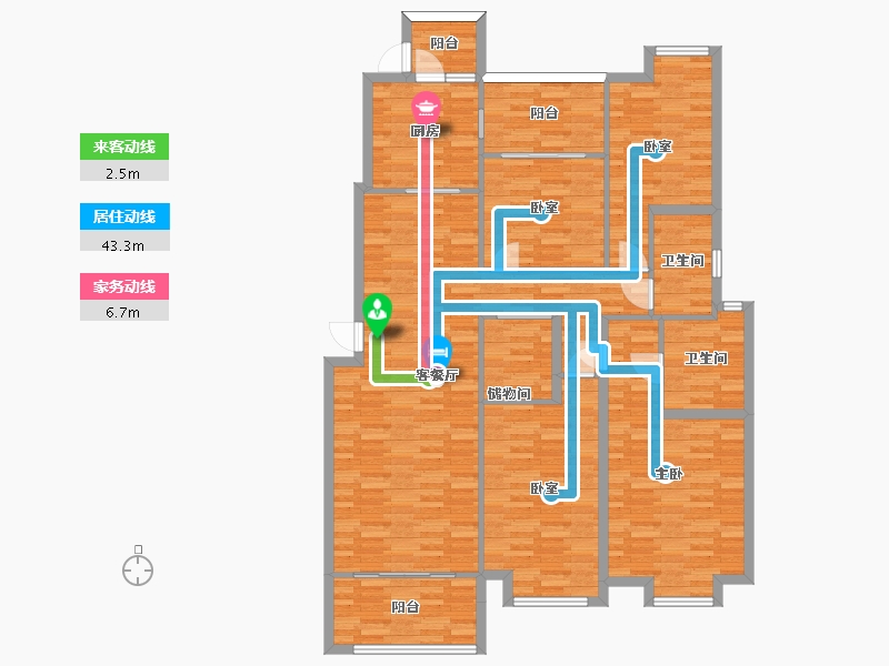 广东省-广州市-翡翠绿洲泊郡177㎡-142.63-户型库-动静线