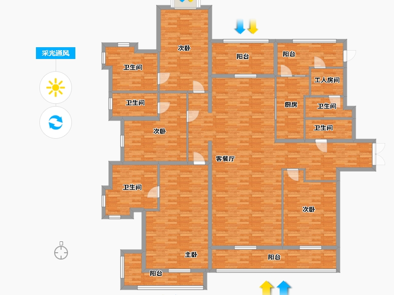 广东省-广州市-侨建御溪谷北区285㎡-229.72-户型库-采光通风