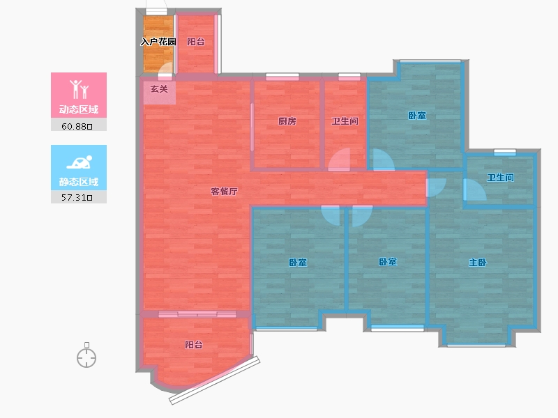 广东省-广州市-景业荔都建面138m²-110.40-户型库-动静分区