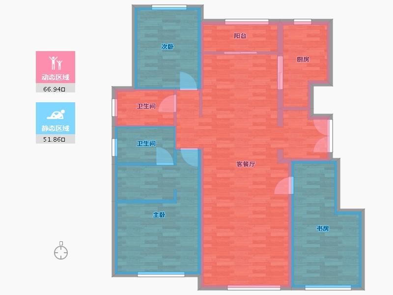 天津-天津市-公元大观-106.75-户型库-动静分区