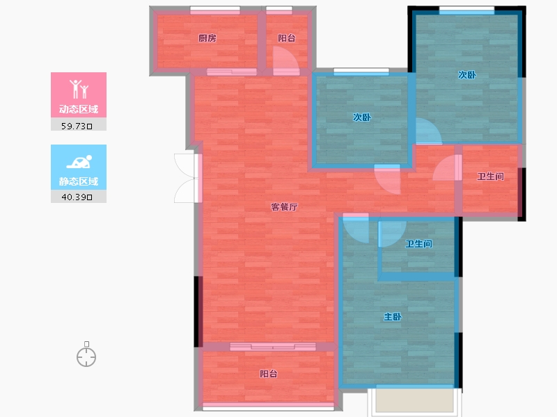 四川省-雅安市-翡翠云庭-88.70-户型库-动静分区