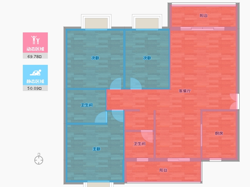 广西壮族自治区-贺州市-恒康嘉园西区-109.96-户型库-动静分区