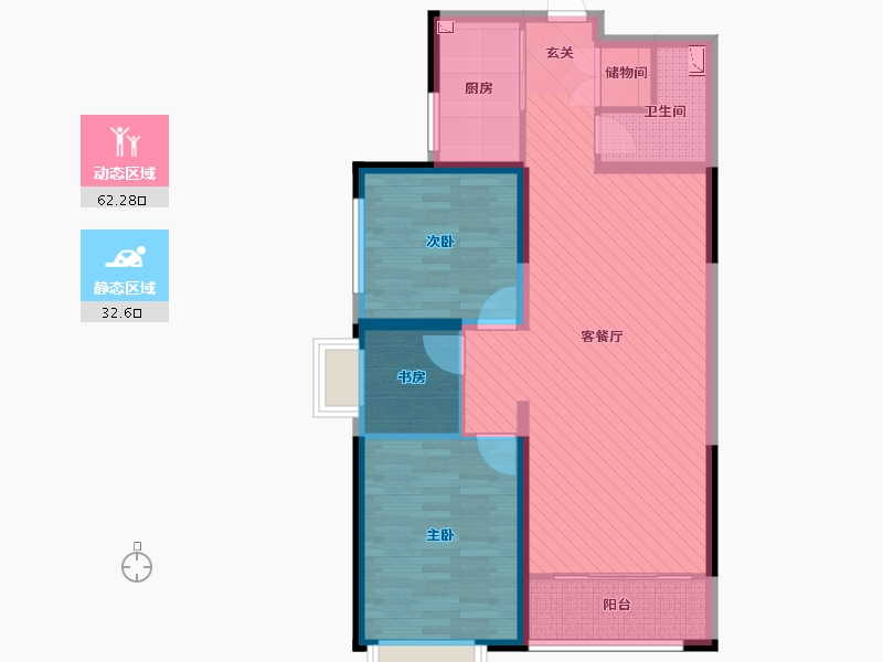 陕西省-渭南市-骏景园-84.03-户型库-动静分区