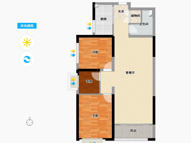 陕西省-渭南市-骏景园-84.03-户型库-采光通风