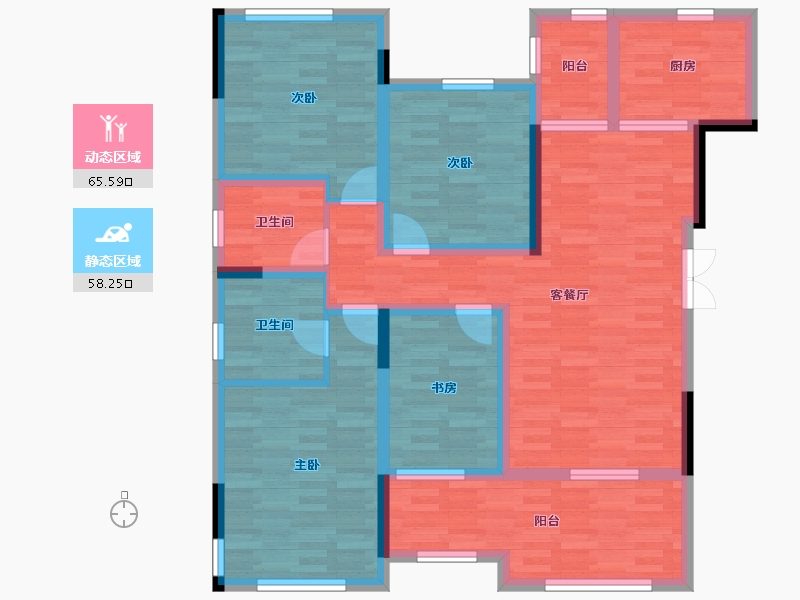 重庆-重庆市-海棠湾-108.54-户型库-动静分区